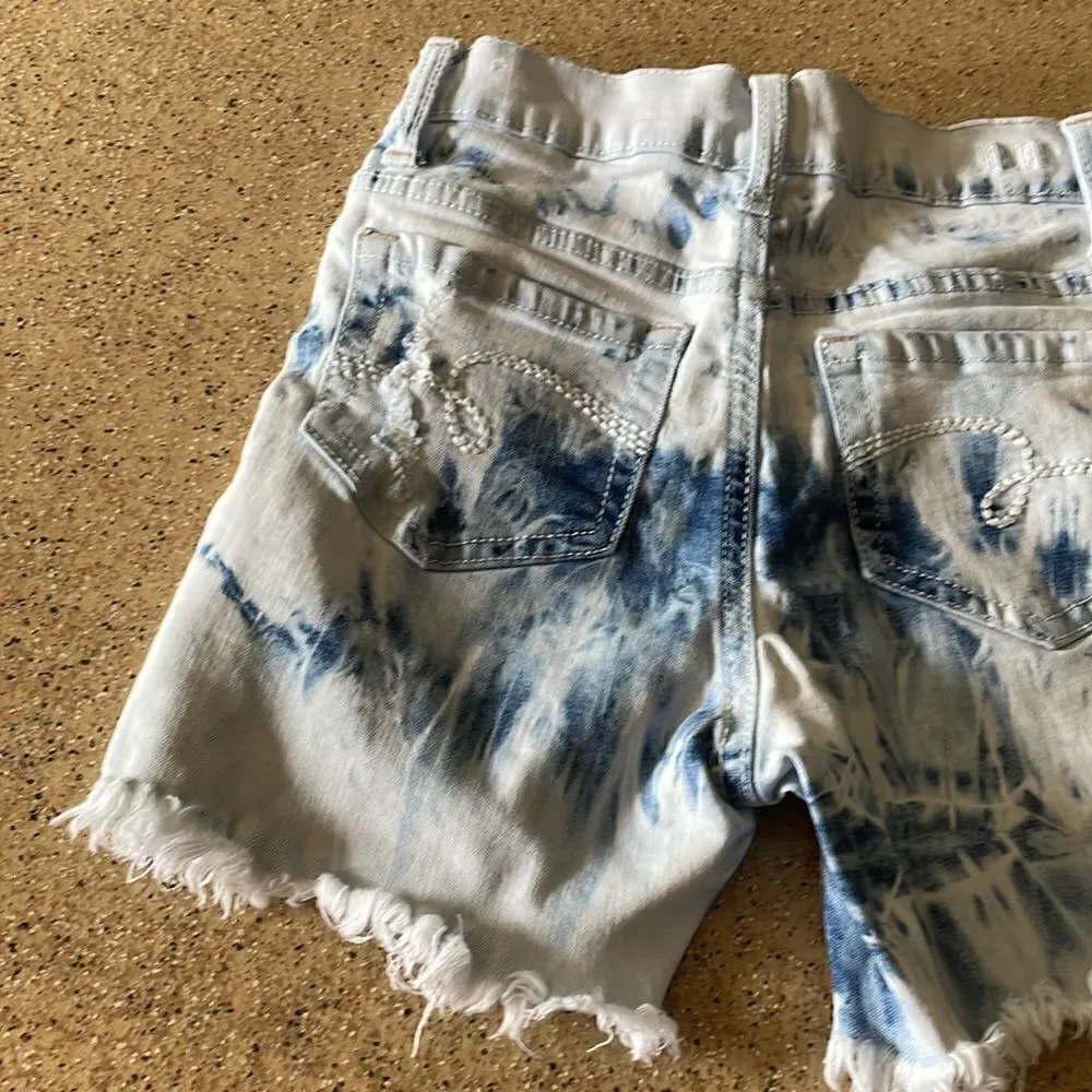 Justice bleach dyed deconstructed cutoff jean shorts